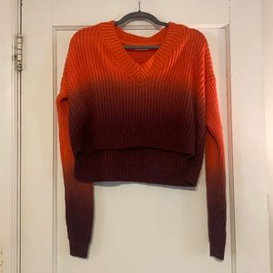 Ombré V neck cropped sweater